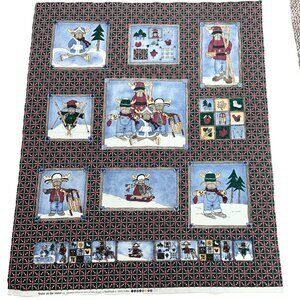 Vintage Northcott Moose on the Loose Fabric Panel 36x44 Winter Christmas Cotton